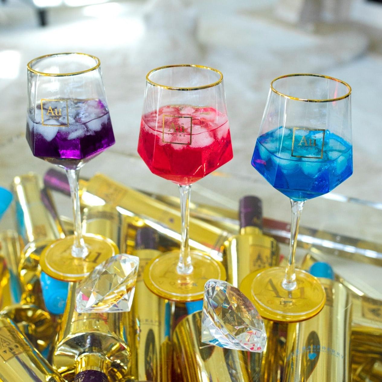 Au Long Stem Diamond Cut Glass - Au Vodka