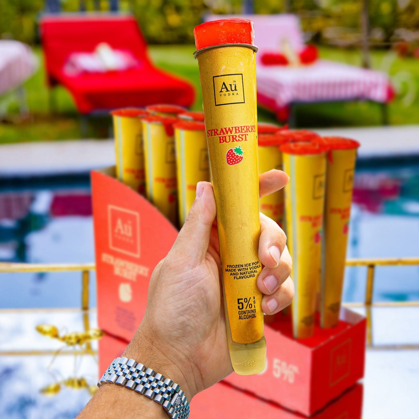 Au Vodka Strawberry Burst Ice Lollies - 12 Pack