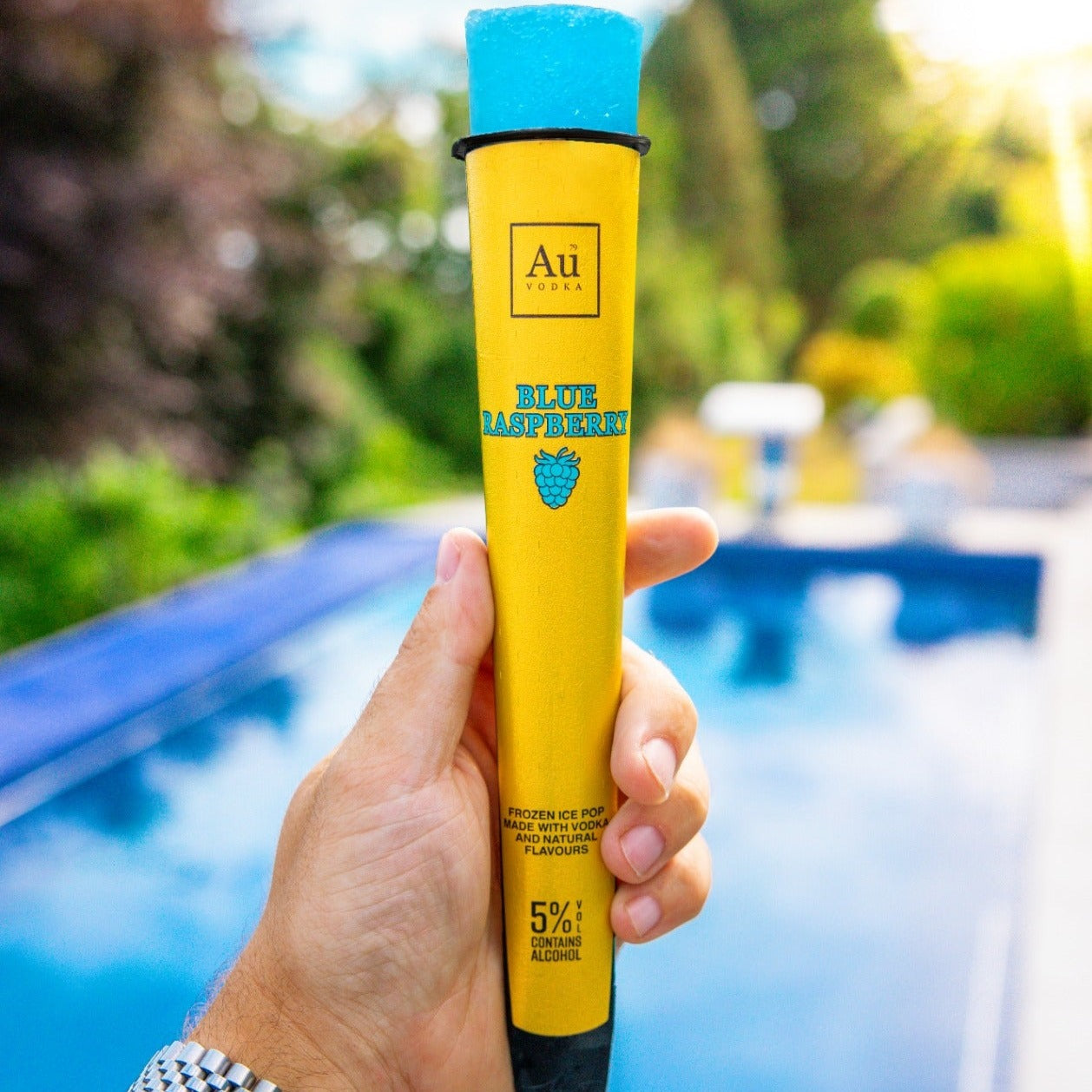 AU VODKA BLUE RASPBERRY BOX OF 12 ICE LOLLIES