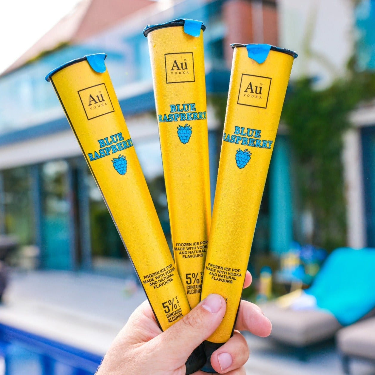 AU VODKA BLUE RASPBERRY BOX OF 12 ICE LOLLIES